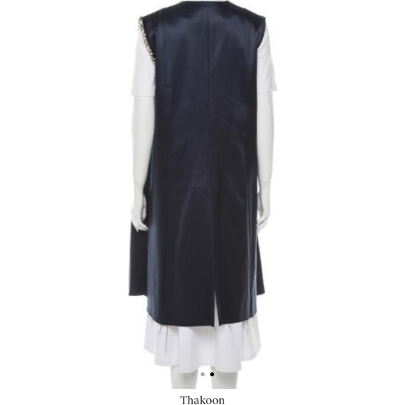 Thakoon blue long satin vest size Medium US 6 - Picture 3 of 3